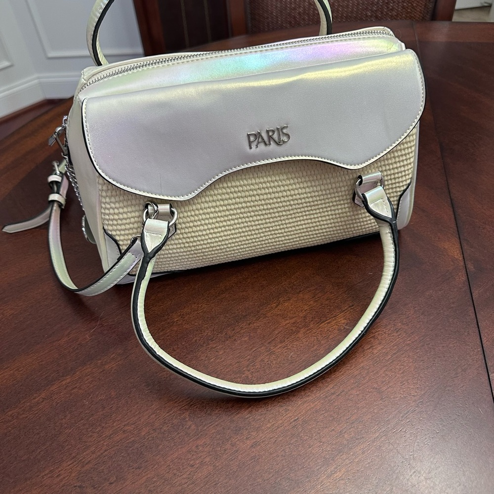 NWOT Paris Hilton Mason Iridescent Pastel Large Satchel Handbag Crossbody Strap